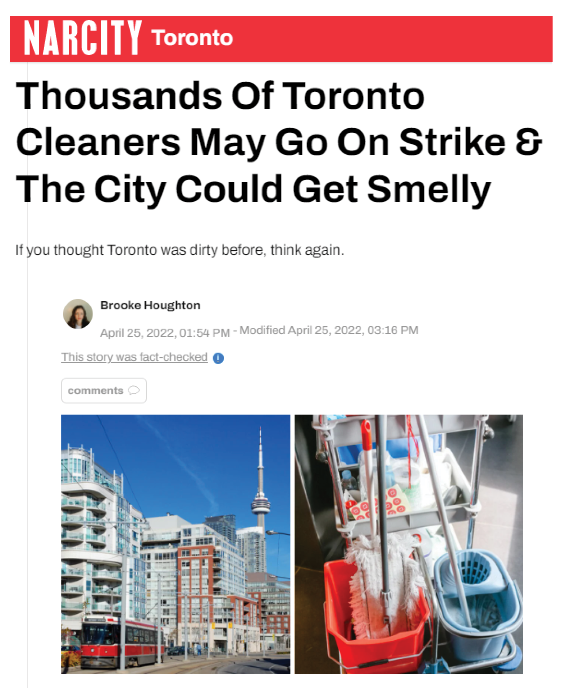 Read more about the article NARCITY Toronto: Thousands Of Toronto Cleaners May Go On Strike & The City Could Get Smelly