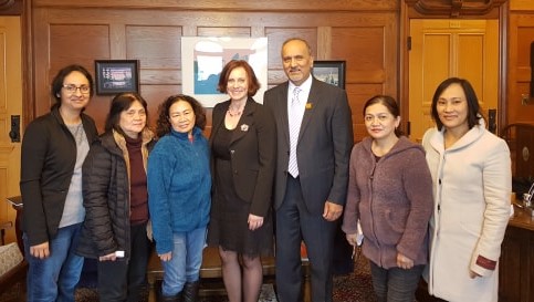 Janitors meet with MLAs at the BC Legislature