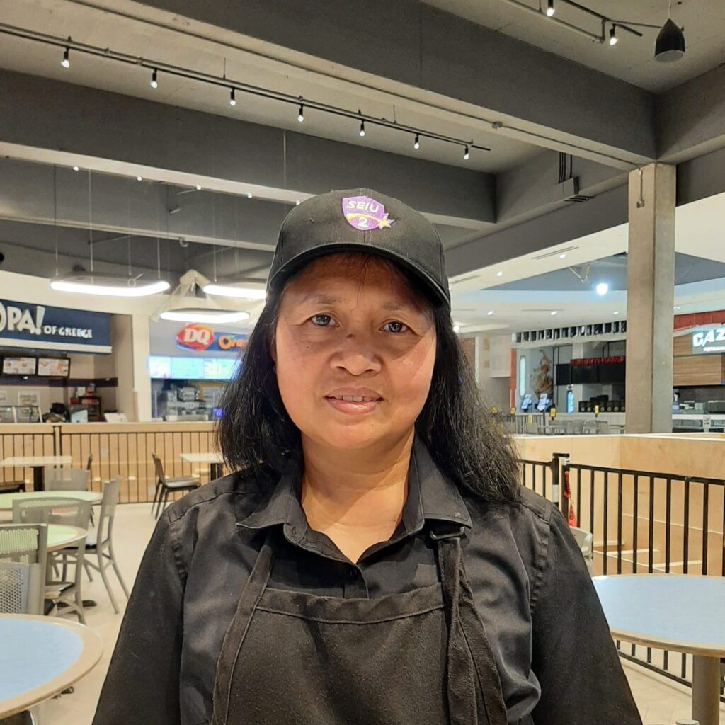 “Every day we are finding it harder and harder to live in this city with the wages we are making. Our number one priority this bargaining will be winning wage increases that keep up with the cost of inflation.” –Marites Mongcal, Coquitlam Mall