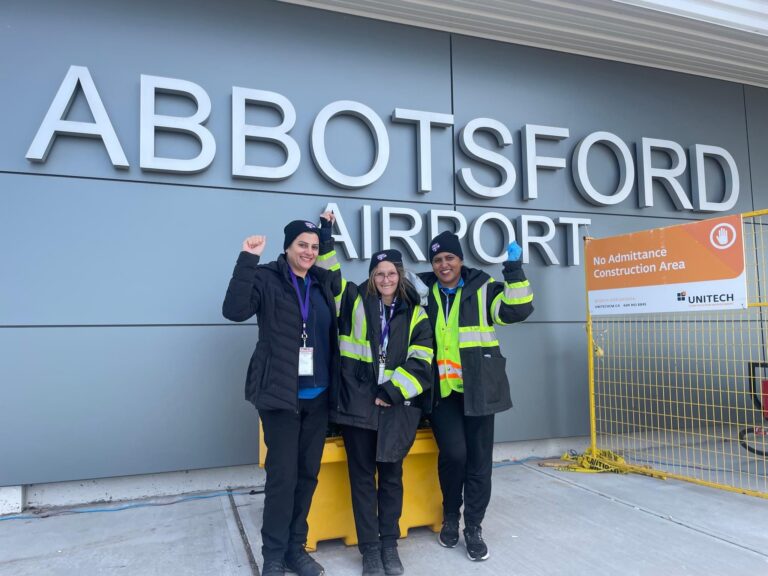 Abbotsford International Airport Cleaners. Dawn Shannon in middle.